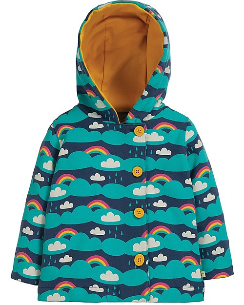 Frugi Giacchina in Felpa con Cappuccio e Bottoncini, Above the Clouds - 100% cotone bio Giacche