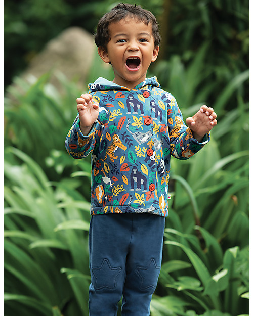 Frugi Giacchina in Felpa con Cappuccio e Bottoncini, Endangered Heroes - 100% cotone bio Giacche