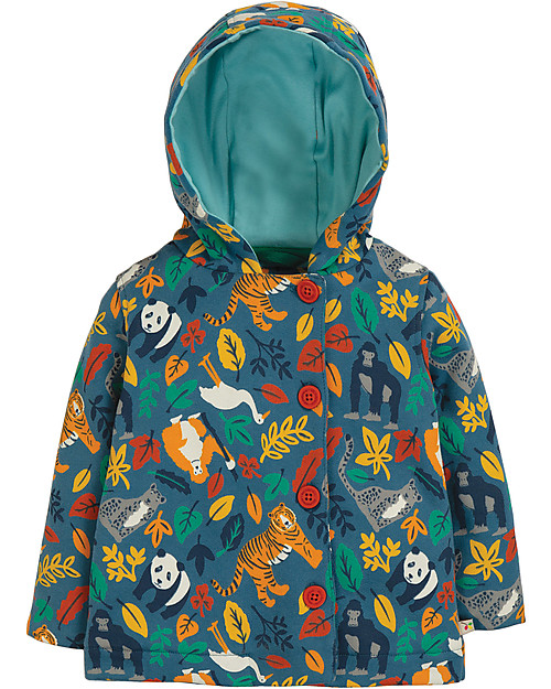 Frugi Giacchina in Felpa con Cappuccio e Bottoncini, Endangered Heroes - 100% cotone bio Giacche