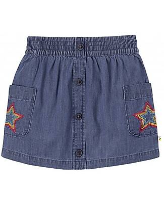 Frugi Gonna Charley Chambray in Jeans con tasche Laterali - Stelle Gonne_