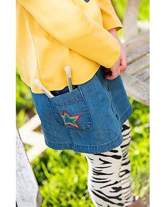 Frugi Gonna Charley Chambray in Jeans con tasche Laterali - Stelle Gonne_