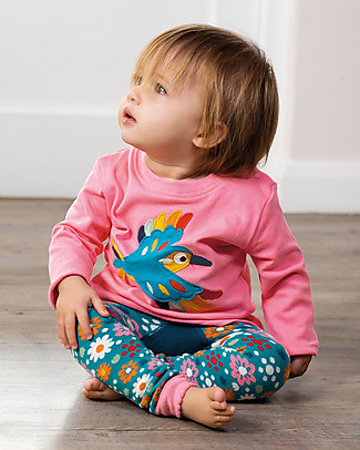 Frugi Leggings in Maglia - Blu/Fiori - Cotone bio Leggings