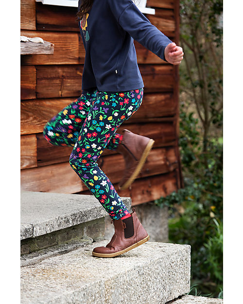 Frugi Leggings Libby - Blu Indaco/Fiori - Cotone Organico GOTS Leggings