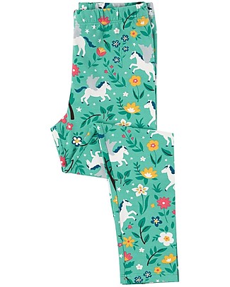 Frugi Leggings Libby - Verde Acqua/Unicorni - Cotone Organico GOTS Leggings