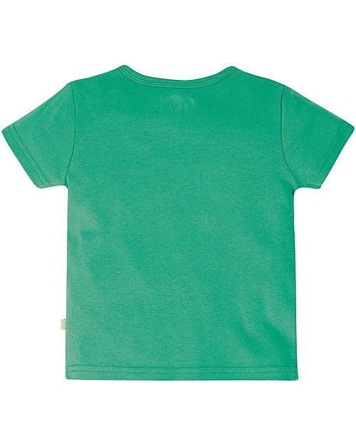 Frugi Maglia a Maniche Corte con Applique e Bottoncini Cooper - Treno/Verde Acqua - Cotone bio T-shirt