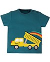 Frugi Maglia a Maniche Corte con Applique e Bottoncini Scout - Steely Blue/Camion - 100%  cotone bio T-shirt
