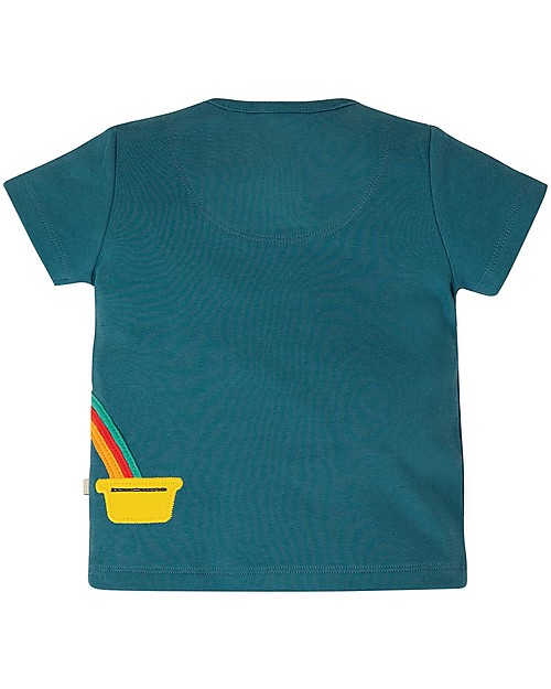Frugi Maglia a Maniche Corte con Applique e Bottoncini Scout - Steely Blue/Camion - 100%  cotone bio T-shirt