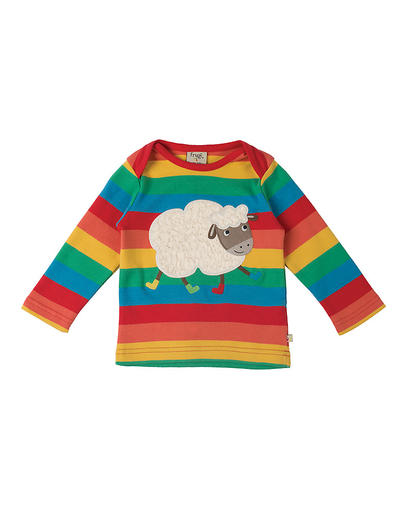 Frugi Maglia a Maniche Lunghe Bobby, Arcobaleno/Pecorella - 100% Cotone Bio  unisex (bambini)