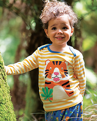 Frugi Maglia a Maniche Lunghe Bobby - Righe/Tigre - 100% cotone bio Maglie Manica Lunga