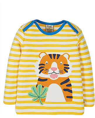 Frugi Maglia a Maniche Lunghe Bobby - Righe/Tigre - 100% cotone bio Maglie Manica Lunga