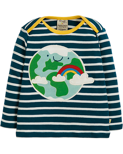 Frugi Maglia a Maniche Lunghe Bobby, Spazio/Terra - 100% cotone bio Maglie Manica Lunga