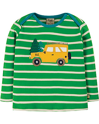 Frugi Maglia a Maniche Lunghe Bobby - Verde/Camion - 100% cotone bio Maglie Manica Lunga