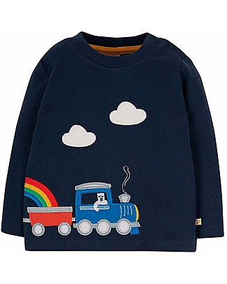 Frugi Maglia a Maniche Lunghe Joe - Indaco/Treno - Cotone bio Maglie Manica Lunga