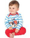 Frugi Maglia a Righe Bobby il Cavaliere - Blu con Applique - 100% Cotone Bio Maglie Manica Lunga