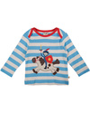 Frugi Maglia a Righe Bobby il Cavaliere - Blu con Applique - 100% Cotone Bio Maglie Manica Lunga