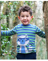 Frugi Maglia a Righe con Procione - 100% Cotone Bio T-shirt