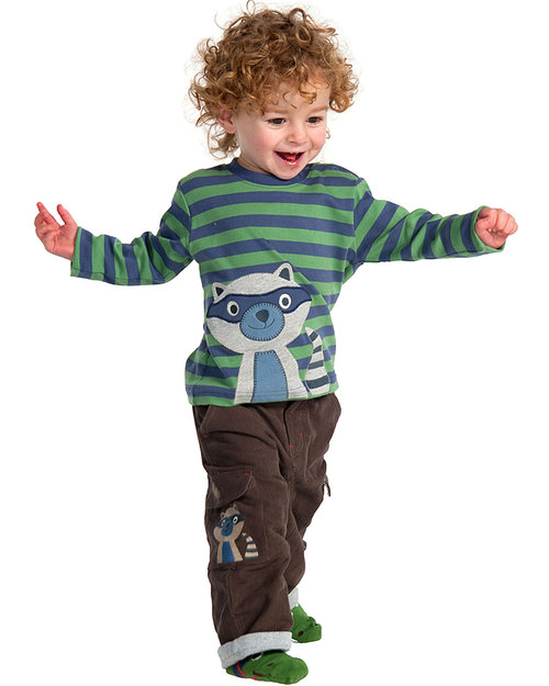 Frugi Maglia a Righe con Procione - 100% Cotone Bio T-shirt