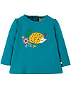 Frugi Maglia Bimba con Applique Alana - Blu/Riccio - Cotone bio Maglie Manica Lunga
