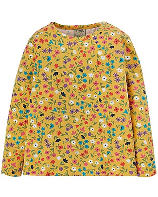 Frugi Maglia Bryher Giallo Ocra - Fiori - Cotone Bio GOTS Maglie Manica Lunga