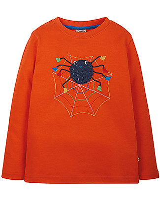 Frugi Maglia con Applique Adventure - Arancio/Ragno - Cotone bio Maglie Manica Lunga