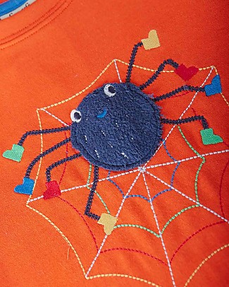 Frugi Maglia con Applique Adventure - Arancio/Ragno - Cotone bio Maglie Manica Lunga