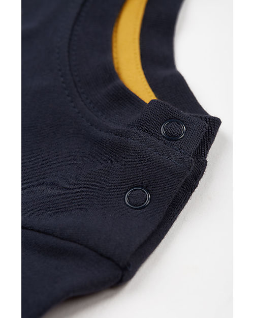 Frugi Maglia con Applique Adventure - Blu Indaco/Arcobaleno e Ruspa - Cotone bio Maglie Manica Lunga