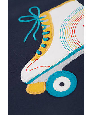 Frugi Maglia con Applique Adventure - Blu Indaco/Pattini - Cotone bio Maglie Manica Lunga