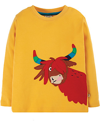 Frugi Maglia con Applique Adventure - Mucca - Cotone bio Maglie Manica Lunga