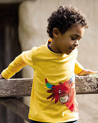 Frugi Maglia con Applique Adventure - Mucca - Cotone bio Maglie Manica Lunga