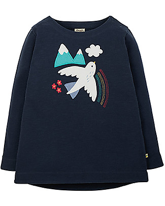 Frugi Maglia con Applique Aria - Indaco/Pernice - Cotone bio Maglie Manica Lunga