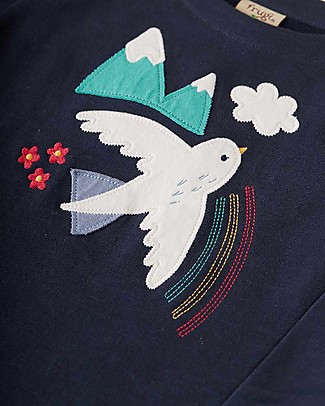 Frugi Maglia con Applique Aria - Indaco/Pernice - Cotone bio Maglie Manica Lunga