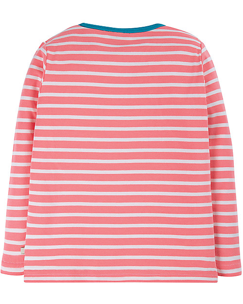 Frugi Maglia con Applique Discovery - Righe Rosa/Cavallo - Cotone bio Maglie Manica Lunga