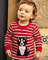 Frugi Maglia con Applique Easy On - Righe Rosse/Cagnolino - Cotone bio Maglie Manica Lunga