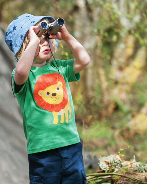 Frugi Maglia con Applique Little Beach - Leone - 100% Cotone Bio T-shirt