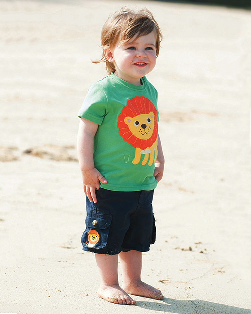Frugi Maglia con Applique Little Beach - Leone - 100% Cotone Bio T-shirt