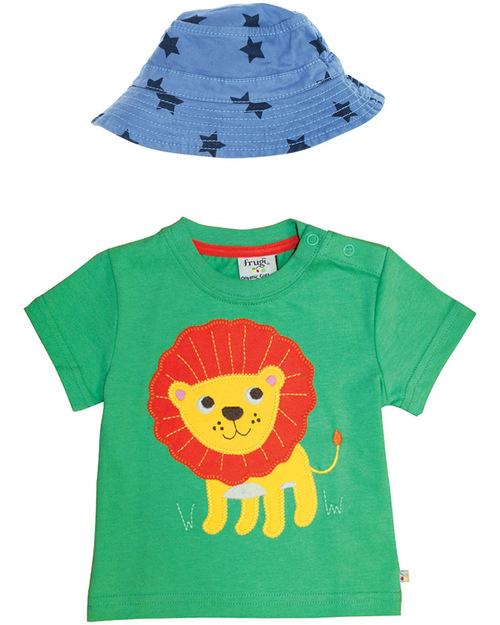 Frugi Maglia con Applique Little Beach - Leone - 100% Cotone Bio T-shirt