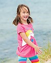 Frugi Maglia Effetto Fiammato con Taglio Svasato e Applique Lizzie - Rosa/Unicorno - 100% cotone bio T-shirt