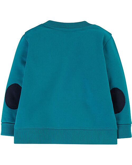 Frugi Maglia Manica Lunga Switch Easy On - con Collo Elasticizzato - Camper Blu - Bus - London Transport - 100% Cotone Organico Felpe