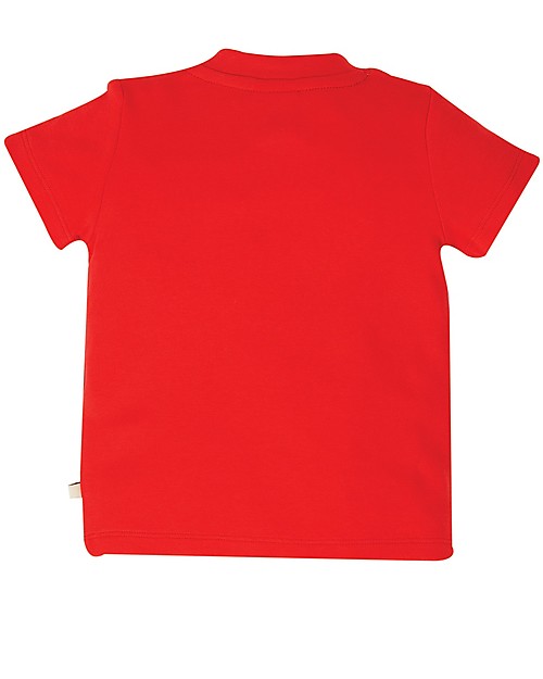 Frugi Maglia Maniche Corte con Taschino Polzeath - Rosso/Camion - Cotone bio Maglie Manica Lunga