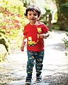 Frugi Maglia Maniche Corte con Taschino Polzeath - Rosso/Camion - Cotone bio Maglie Manica Lunga