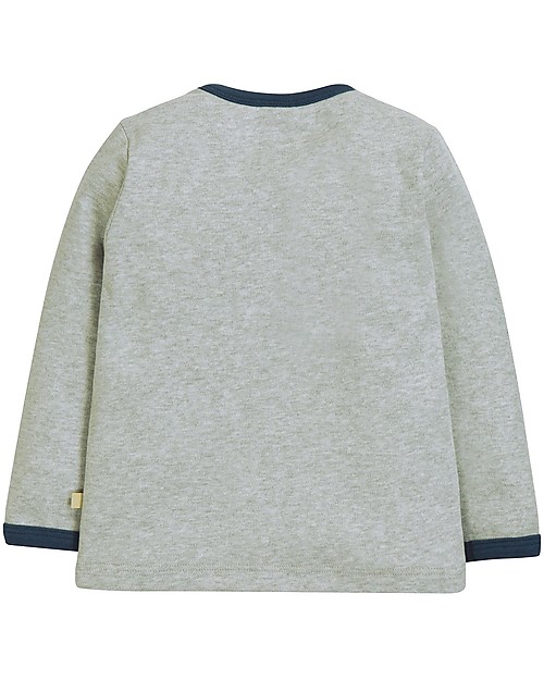 Frugi Maglia Maniche Lunghe 4 in 1 con Bottoncini e Applique Intercambiabile, Amici del Mare/Grigio - 100% cotone bio Maglie Manica Lunga