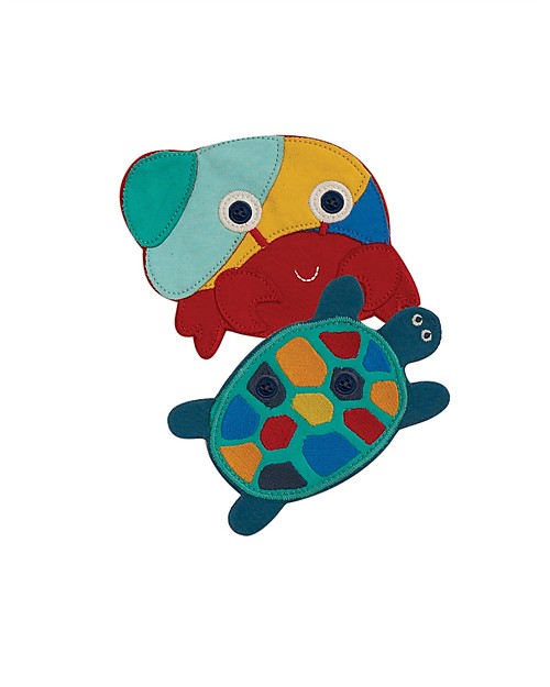 Frugi Maglia Maniche Lunghe 4 in 1 con Bottoncini e Applique Intercambiabile, Amici del Mare/Grigio - 100% cotone bio Maglie Manica Lunga