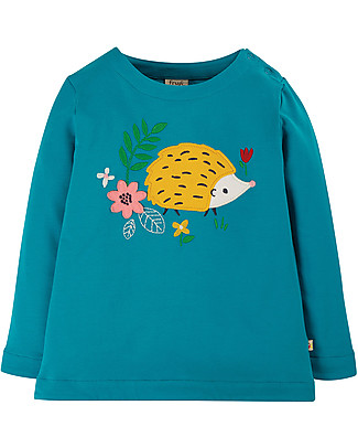 Frugi Maglia Maniche Lunghe con Applique Alana - Blu/Riccio - Cotone bio Maglie Manica Lunga
