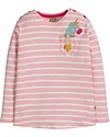 Frugi Maglia Maniche Lunghe con Taschino Louise, Unicorno/Righe Rosa - Cotone bio Maglie Manica Lunga