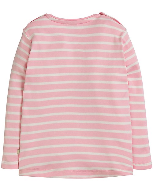 Frugi Maglia Maniche Lunghe con Taschino Louise, Unicorno/Righe Rosa - Cotone bio Maglie Manica Lunga
