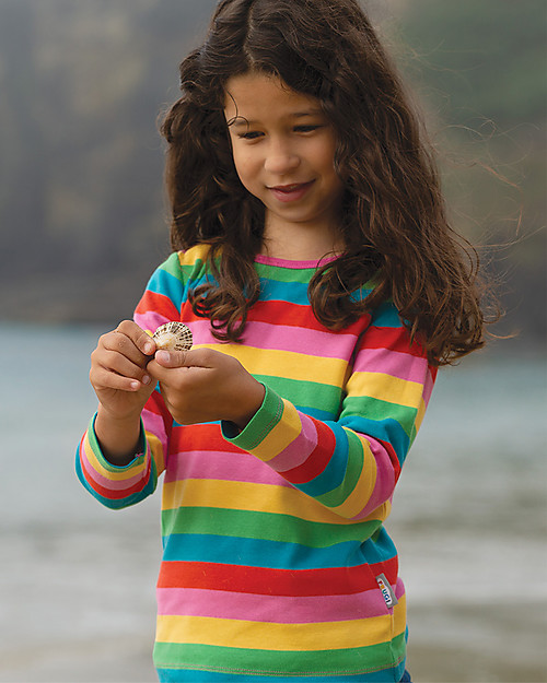 Frugi Maglia Maniche Lunghe Favourite - Righe Arcobaleno - 100% cotone bio Maglie Manica Lunga