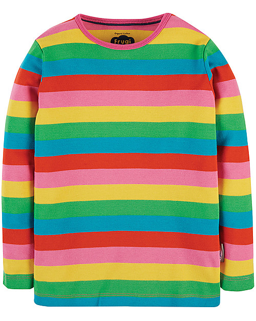 Frugi Maglia Maniche Lunghe Favourite - Righe Arcobaleno - 100% cotone bio Maglie Manica Lunga