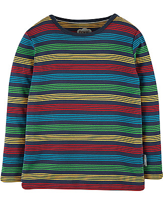 Frugi Maglia Maniche Lunghe Favourite - Righe Blu/Arcobaleno - 100% cotone bio Maglie Manica Lunga