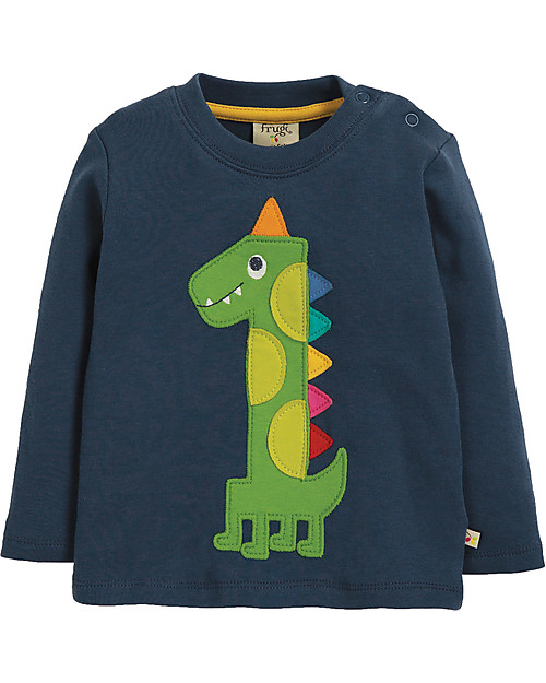 Frugi Maglia Maniche Lunghe Magic Number, Dino/Space Blu - 100% cotone bio - PER IL PRIMO COMPLEANNO! Maglie Manica Lunga