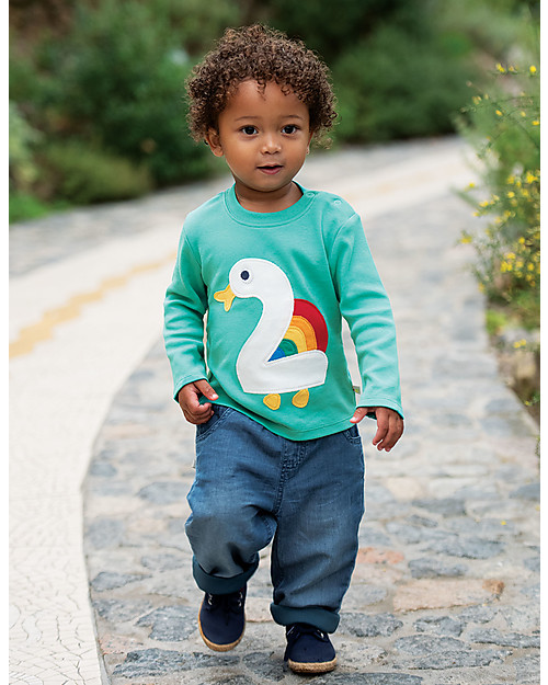 Maniche Lunghe T Shirt Bambino Verde T-shirt Basic A Maniche